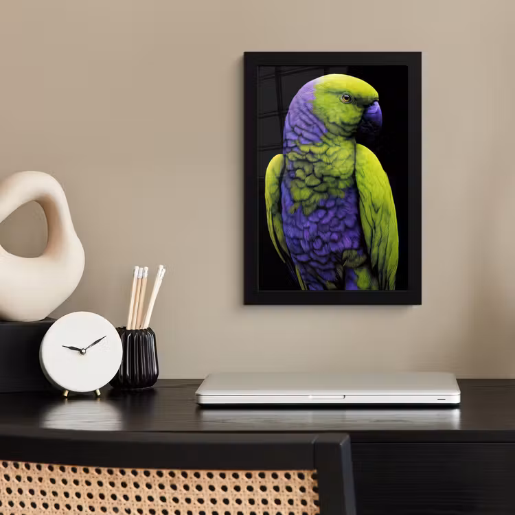 Poster met lijst - Papegaai - Veren - Opvallend - Groen — 3