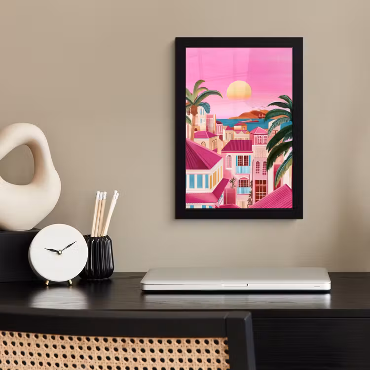 Poster met lijst - Stad - Roze - Palmbomen — 3