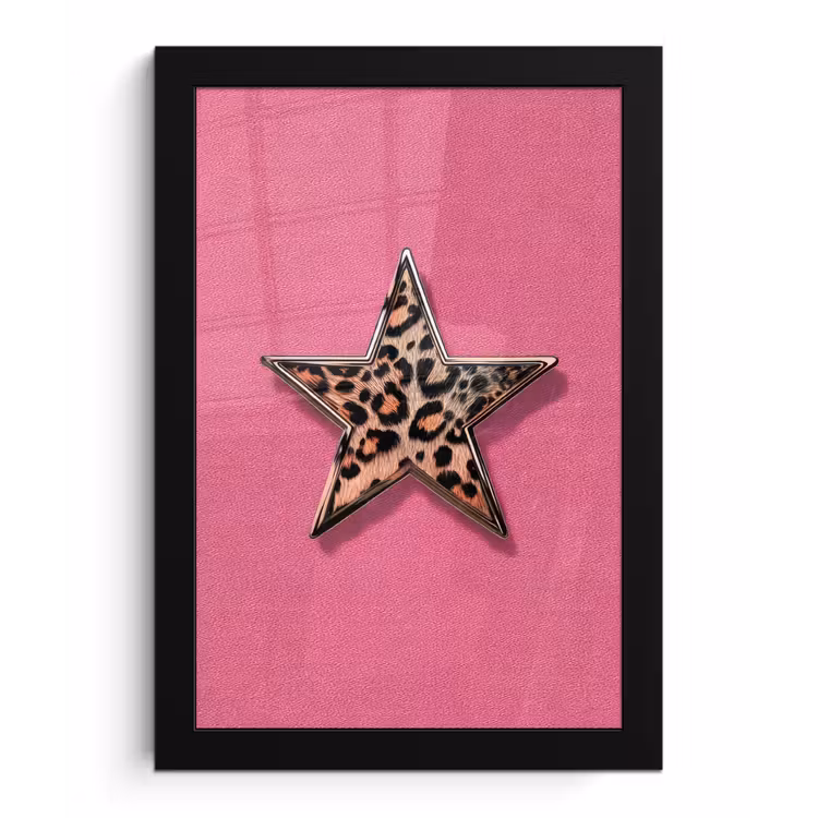 Poster met lijst - Ster - Luipaard - Print - Roze — 1