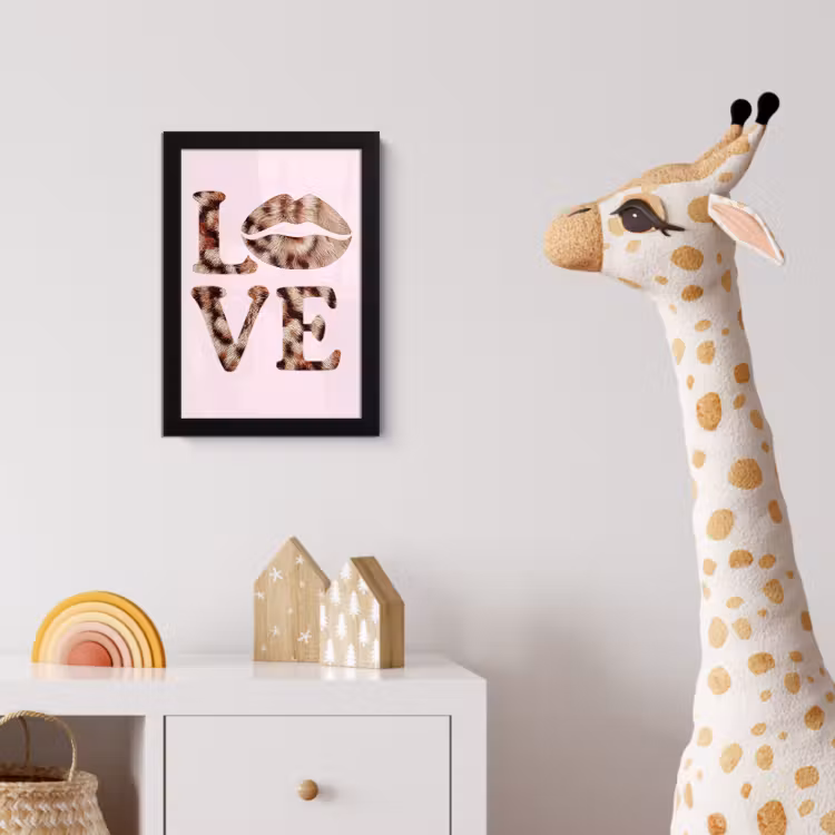 Poster met lijst - Tekst - Love - Pantervacht - Lichtroze — 5