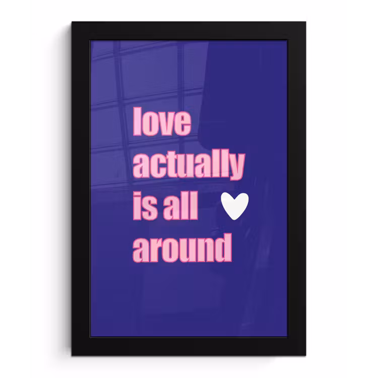 Poster met lijst - Tekst - Valentijn - Love - Blauw — 1