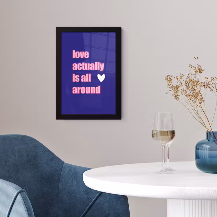 Poster met lijst - Tekst - Valentijn - Love - Blauw — 2