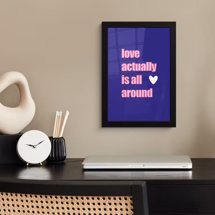 Poster met lijst - Tekst - Valentijn - Love - Blauw — 3