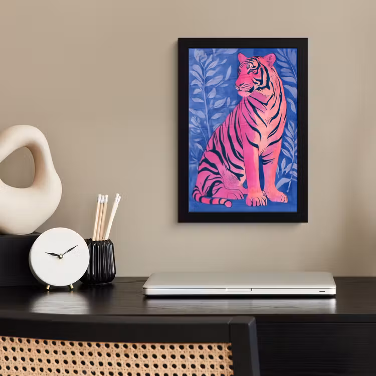 Poster met lijst - Tijger - Roze - Bladeren - Jungle — 3