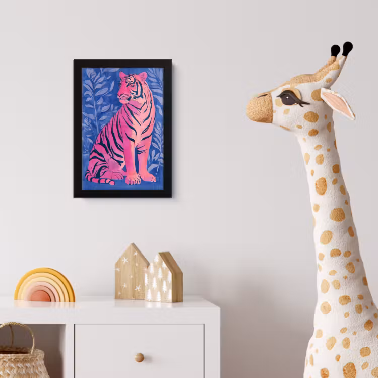 Poster met lijst - Tijger - Roze - Bladeren - Jungle — 5