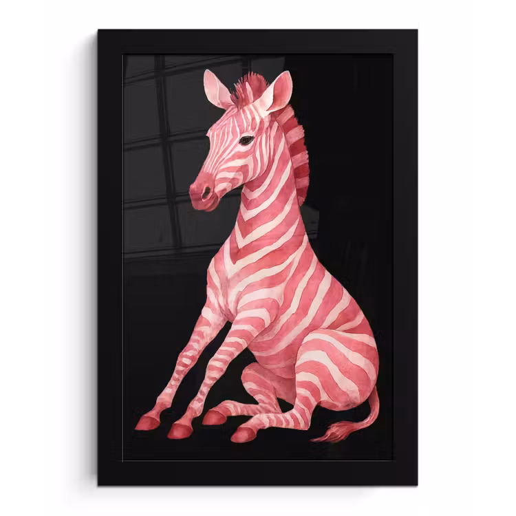 Poster met lijst - Zebra - Roze - Gestreept — 1