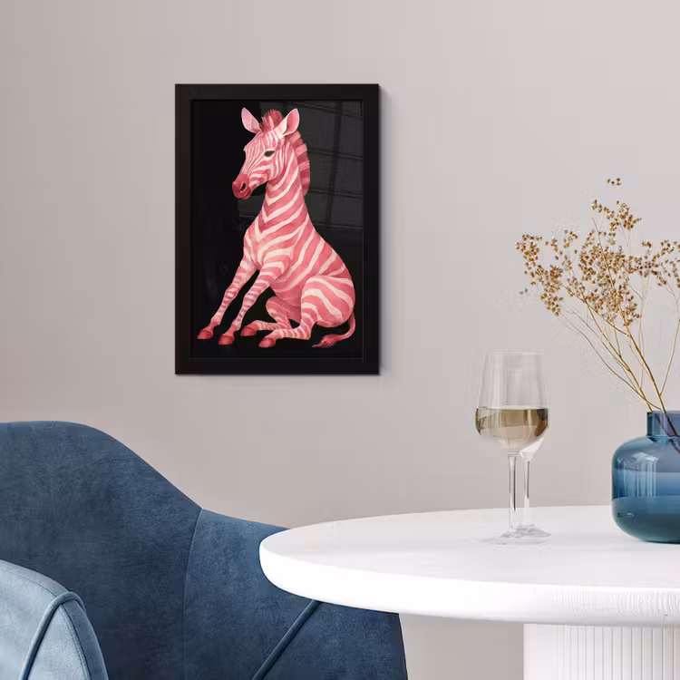 Poster met lijst - Zebra - Roze - Gestreept — 2