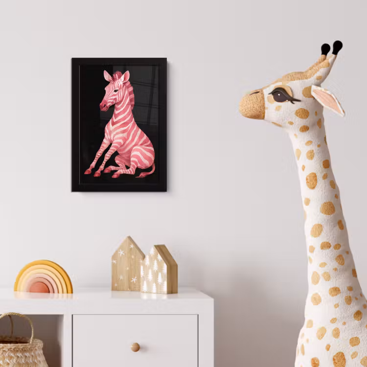 Poster met lijst - Zebra - Roze - Gestreept — 5