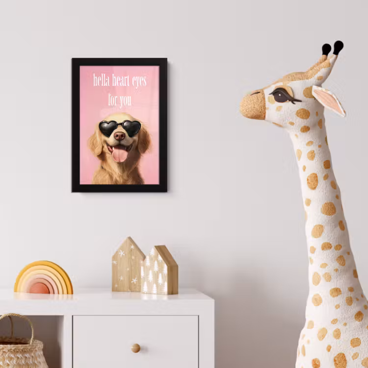 Poster met lijst - Zonnebril - Hartjes - Hond - Valentijn — 5