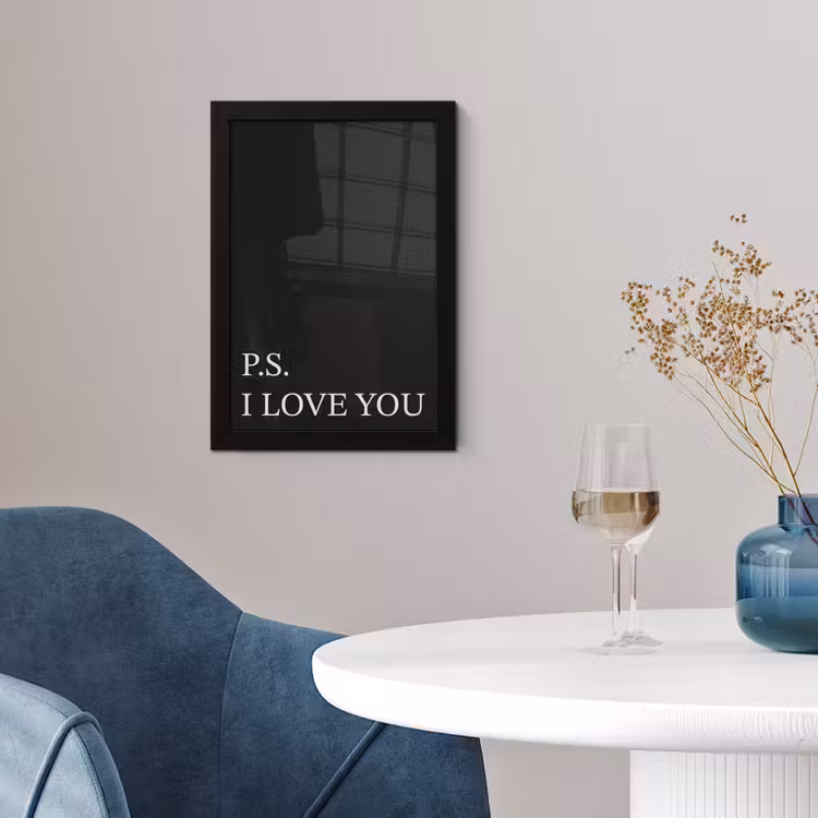 Poster met lijst - Zwart - Minimalistisch - Valentijn — 2