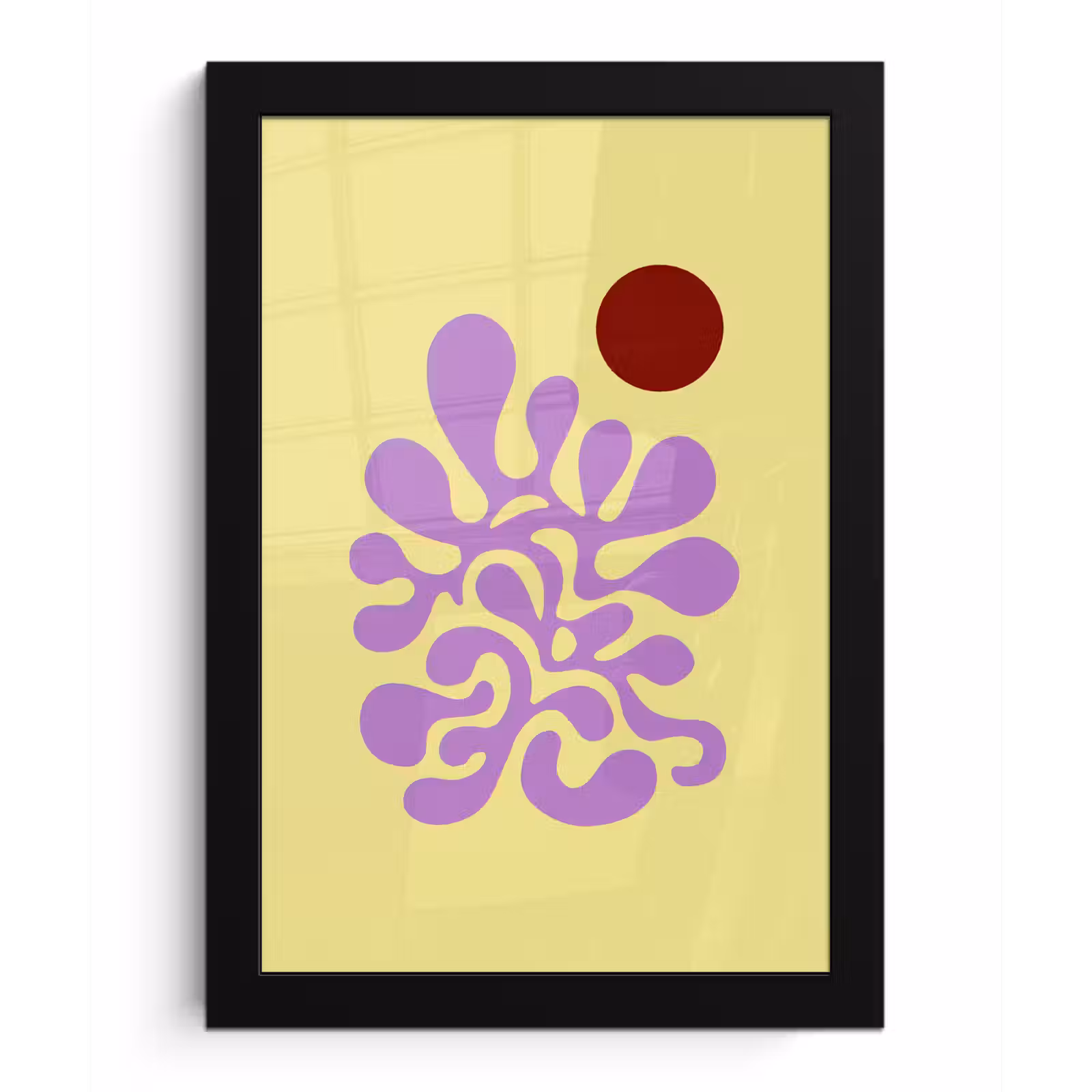 Poster met lijst - Koraal - Cirkel - Abstract - Geel — 1