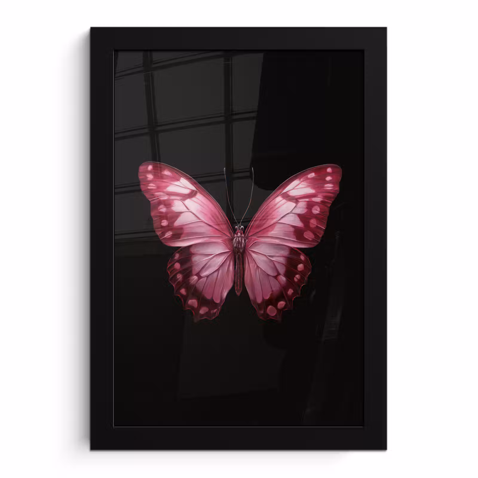 Poster met lijst - Vlinder - Fuchsia - Grafisch — 1