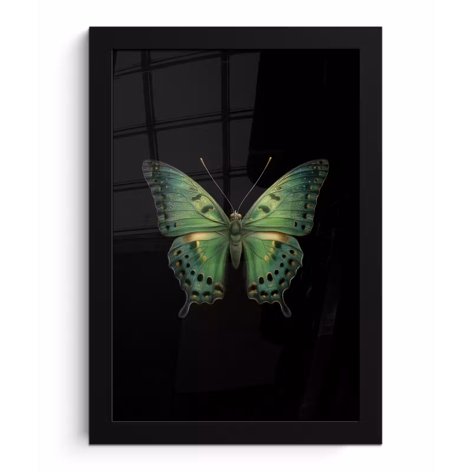 Poster met lijst - Vlinder - Groen - Diepte — 1