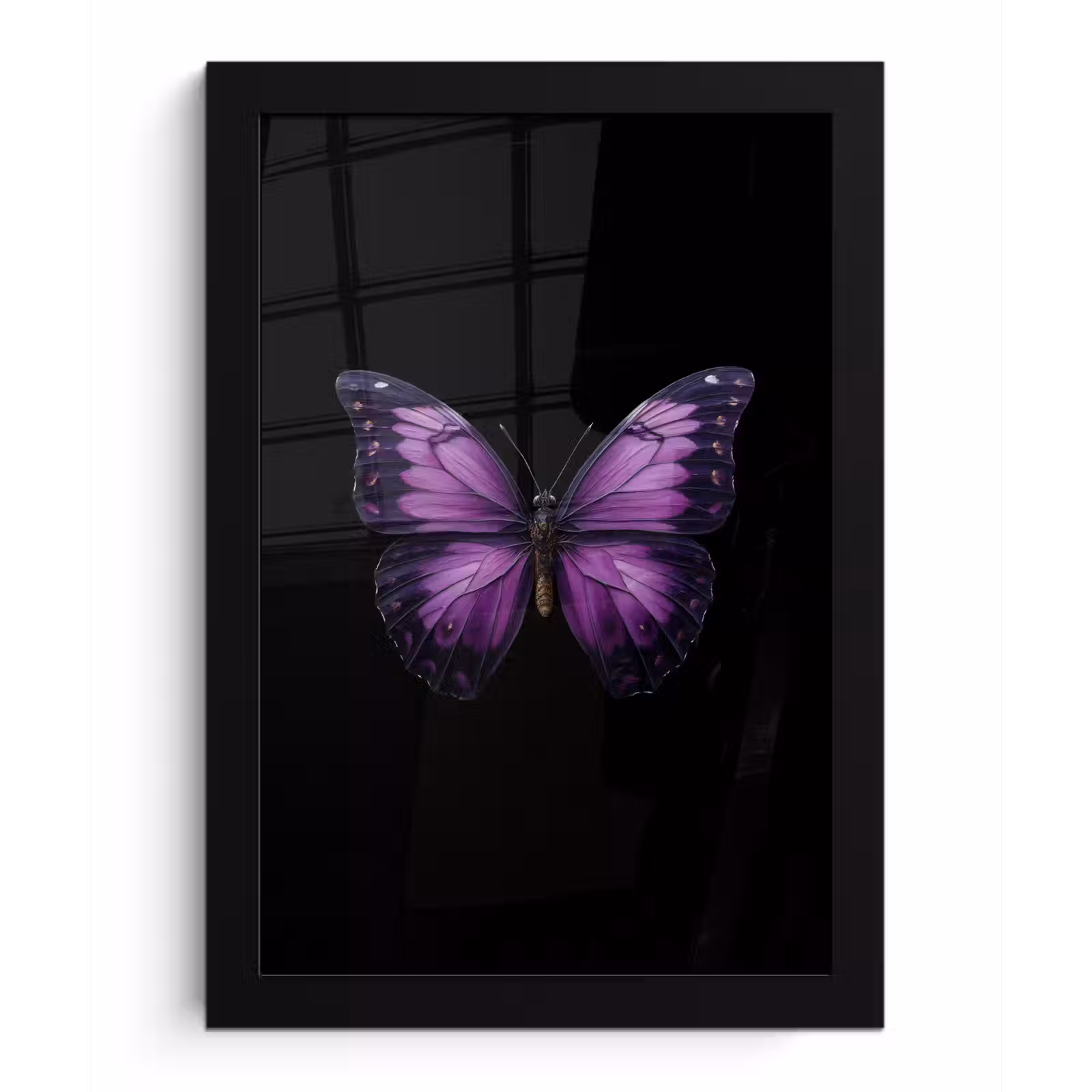 Poster met lijst - Vlinder - Paars - Levendig — 1