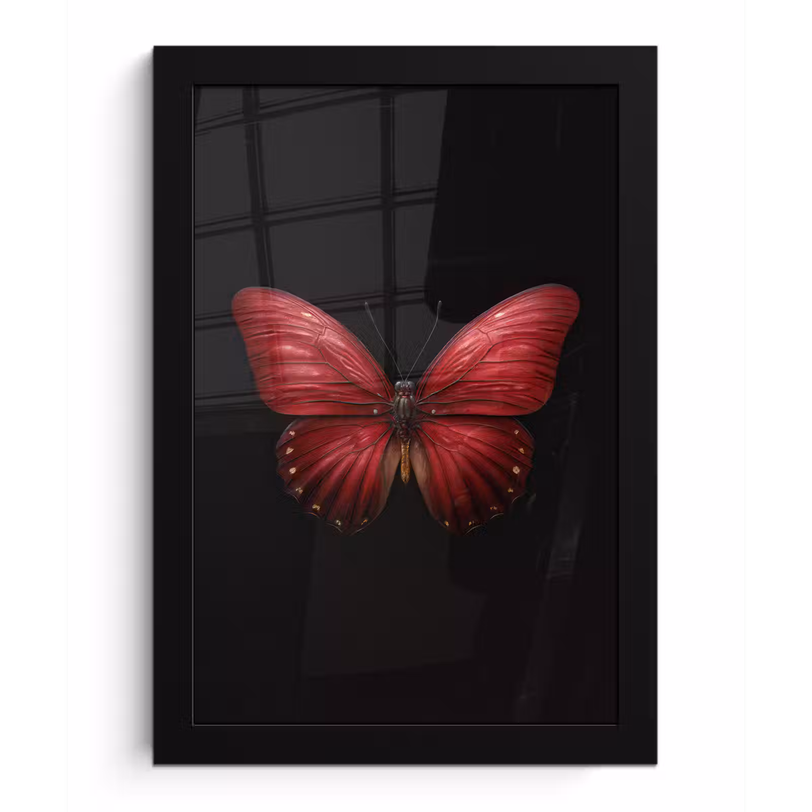 Poster met lijst - Vlinder - Rood - Minimalistisch — 1
