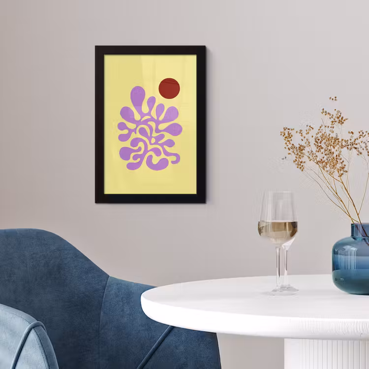 Poster met lijst - Koraal - Cirkel - Abstract - Geel — 2