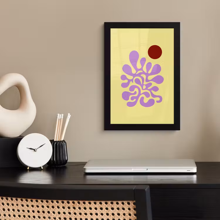 Poster met lijst - Koraal - Cirkel - Abstract - Geel — 3