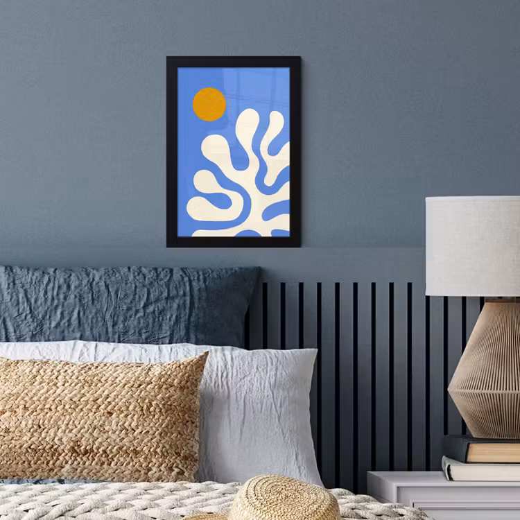 Poster met lijst - Minimalistisch - Organisch patroon - Blauw — 4