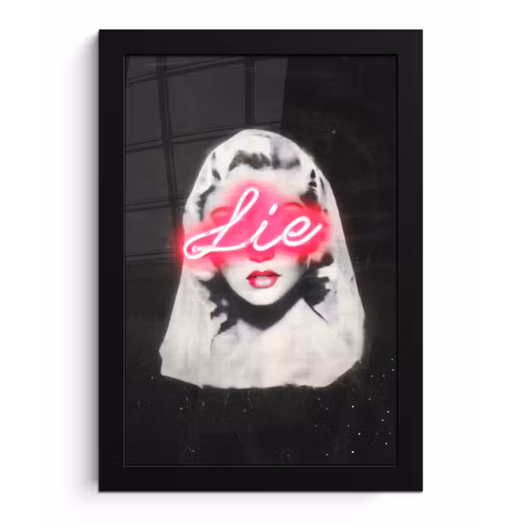Poster met lijst - Neon - Letters - Vintage - Vrouw — 1