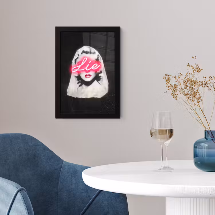 Poster met lijst - Neon - Letters - Vintage - Vrouw — 2