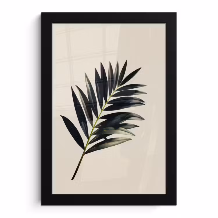 Poster met lijst - Palmblad - Subtiel - Groen - beige — 1