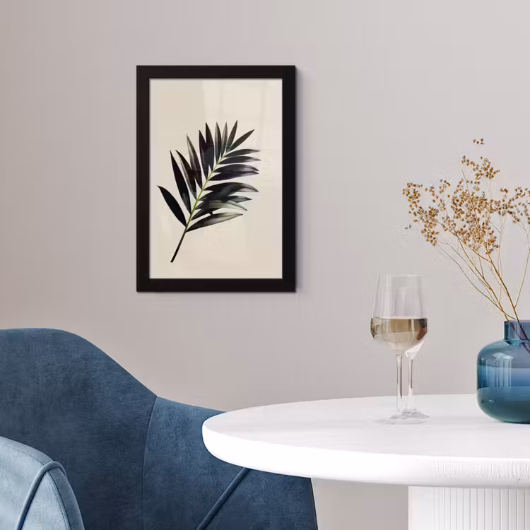 Poster met lijst - Palmblad - Subtiel - Groen - beige — 2