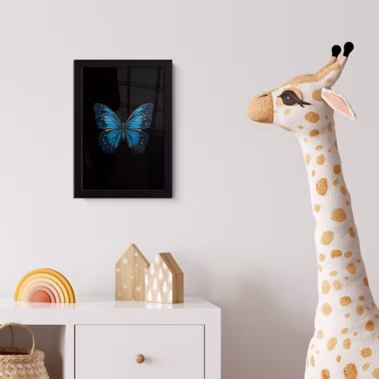 Poster met lijst - Vlinder - Blauw - Contrast — 5