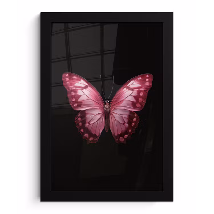 Poster met lijst - Vlinder - Fuchsia - Grafisch — 1