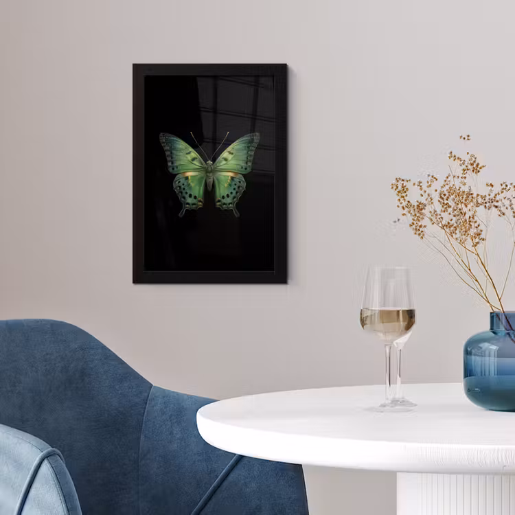 Poster met lijst - Vlinder - Groen - Diepte — 2