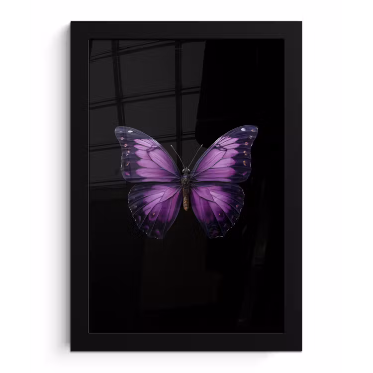 Poster met lijst - Vlinder - Paars - Levendig — 1