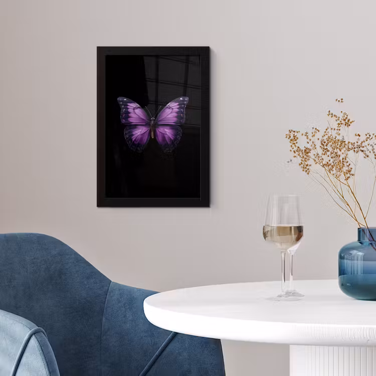 Poster met lijst - Vlinder - Paars - Levendig — 2