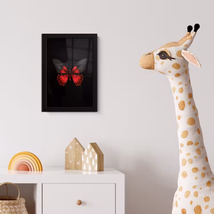 Poster met lijst - Vlinder - Rood - Contrast — 5