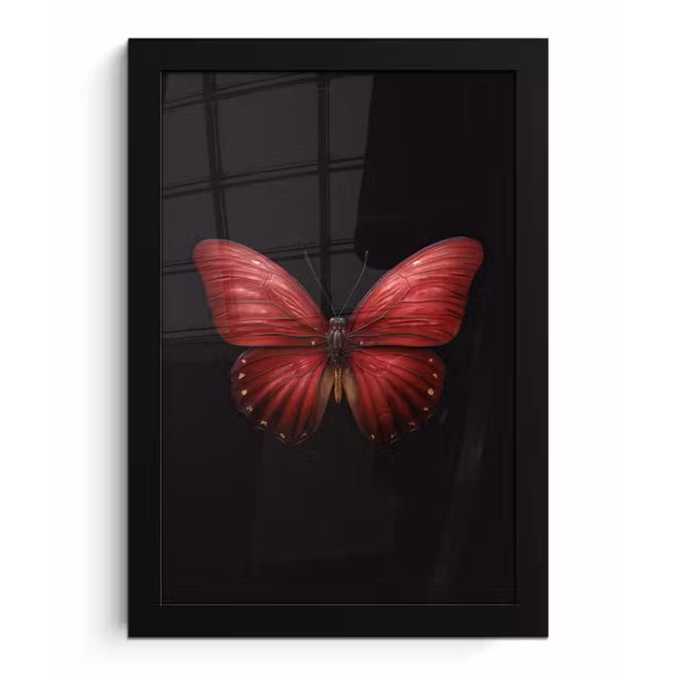 Poster met lijst - Vlinder - Rood - Minimalistisch — 1