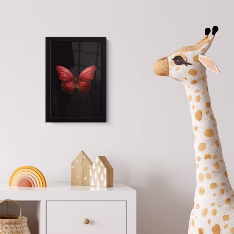 Poster met lijst - Vlinder - Rood - Minimalistisch — 5