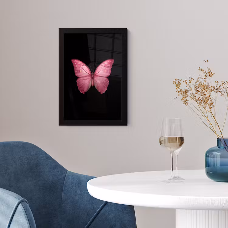 Poster met lijst - Vlinder - roze - Elegant — 2