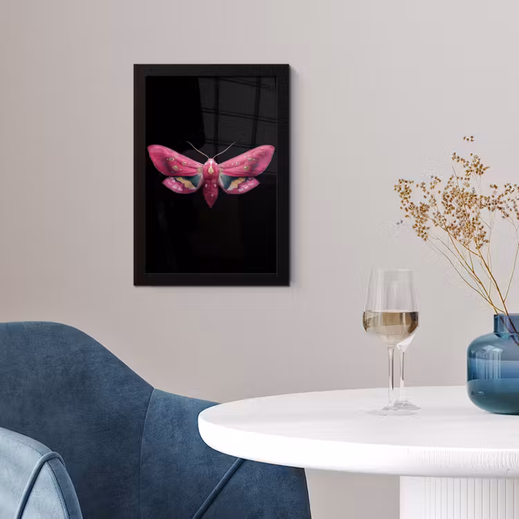 Poster met lijst - Vlinder - Roze - Nachtvlinder — 2