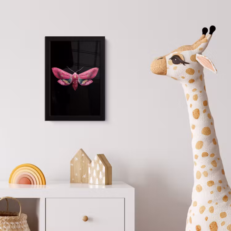 Poster met lijst - Vlinder - Roze - Nachtvlinder — 5