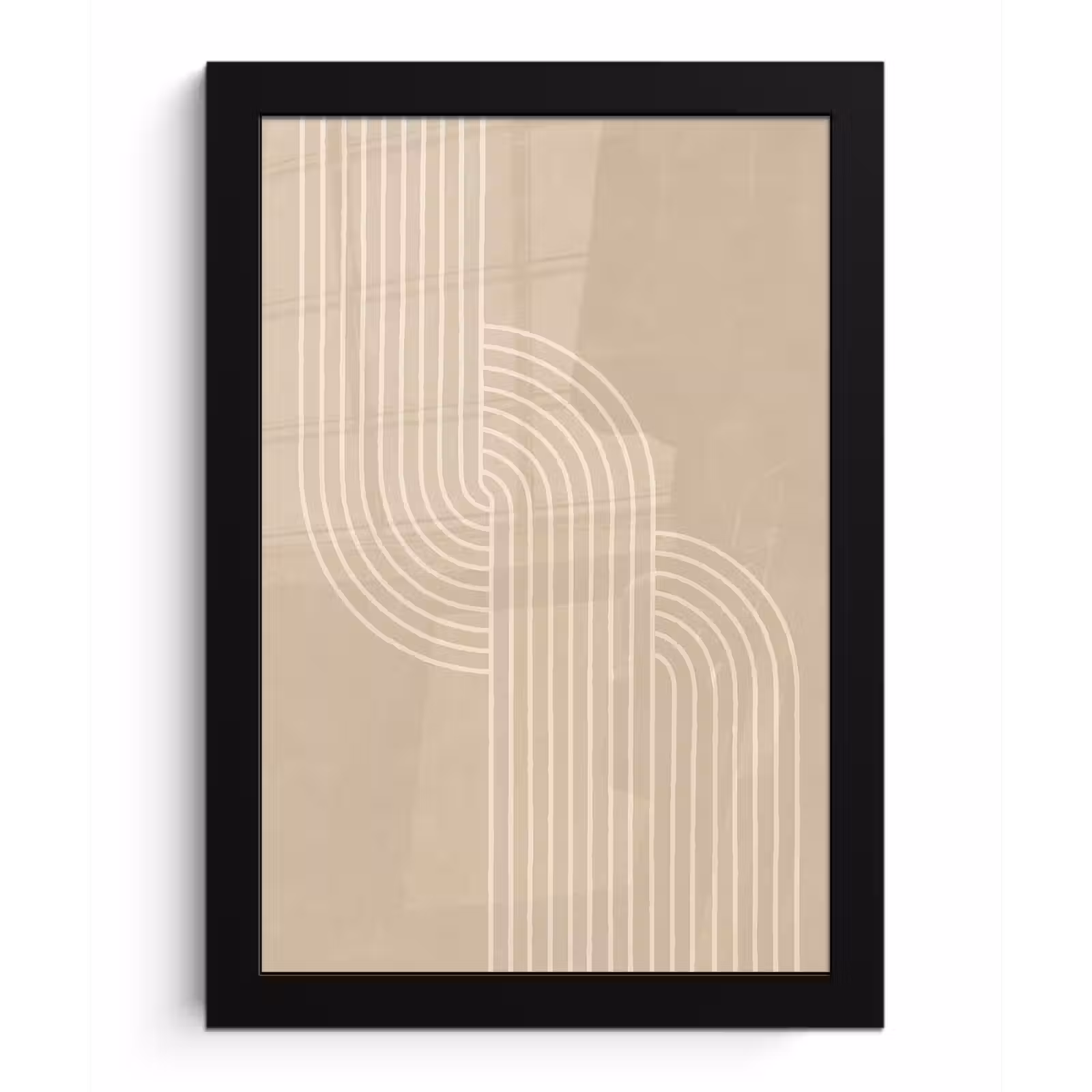 Poster met lijst - Parallelle lijnen - Lichte textuur - Beige — 1