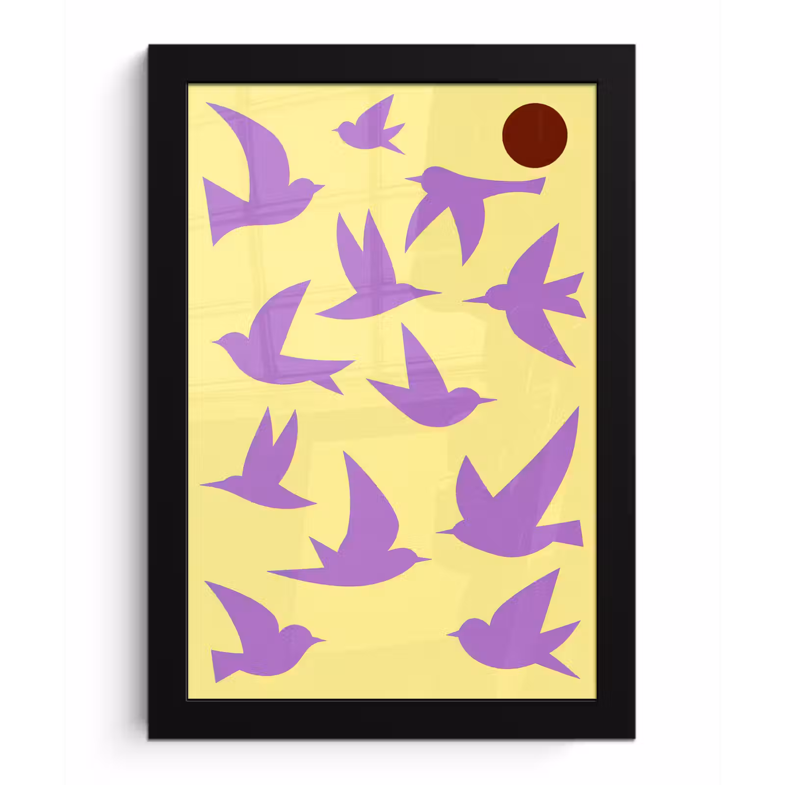 Poster met lijst - Vogels - Cirkel - Geel - Beweging — 1