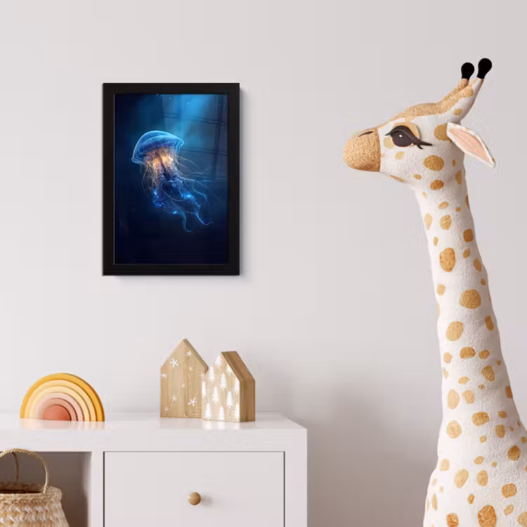 Poster met lijst - Kwal - Lichtgevend - Tentakels - Blauw — 5