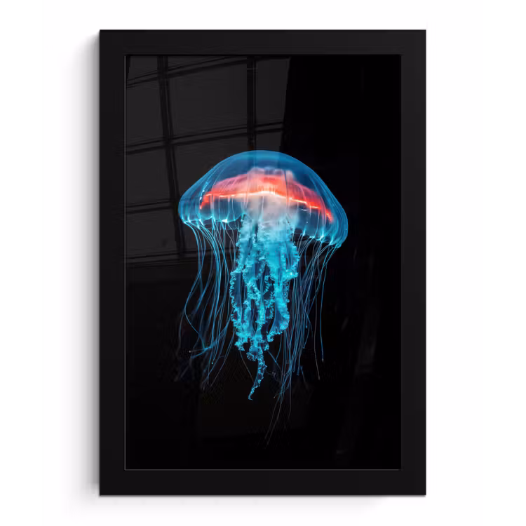 Poster met lijst - Kwal - Tentakels - Blauw - Licht — 1