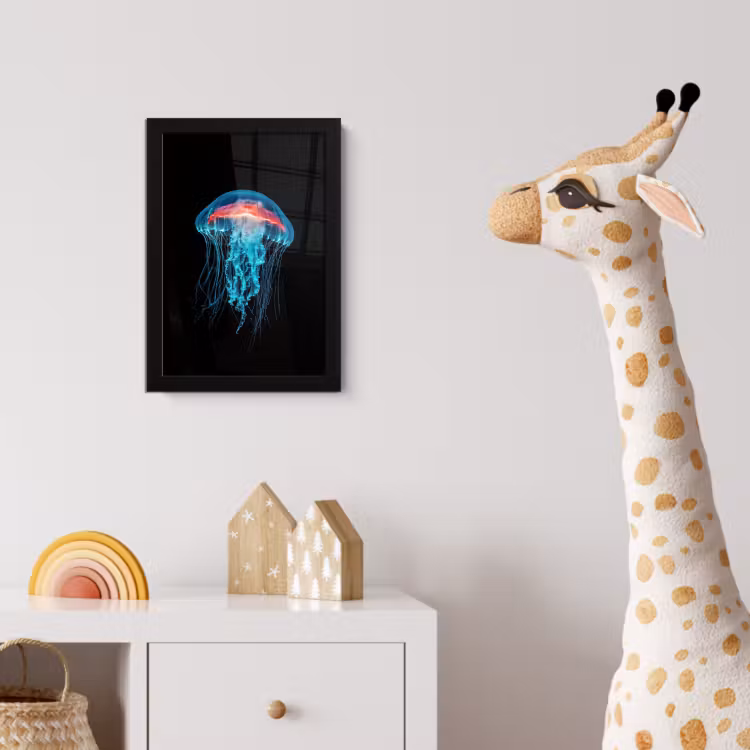 Poster met lijst - Kwal - Tentakels - Blauw - Licht — 5