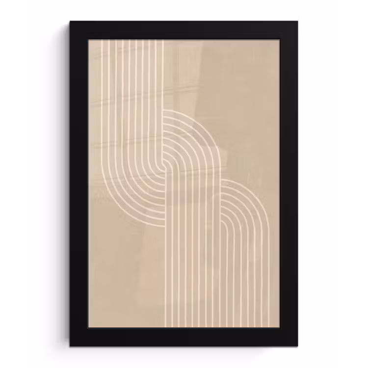 Poster met lijst - Parallelle lijnen - Lichte textuur - Beige — 1