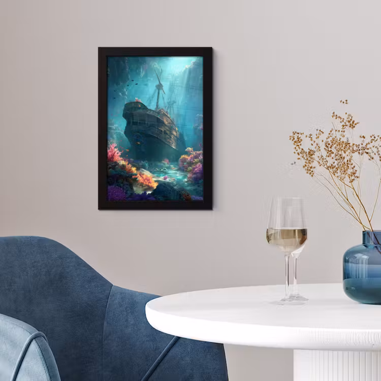 Poster met lijst - Schip - Hout - Koraalriffen - Zonlicht — 2