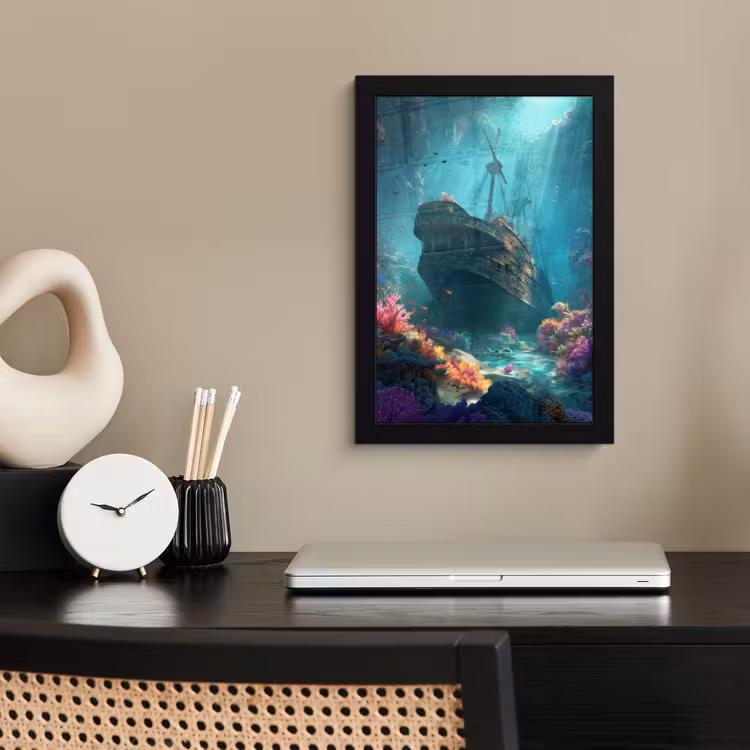 Poster met lijst - Schip - Hout - Koraalriffen - Zonlicht — 3