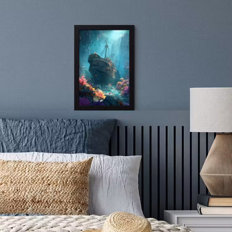 Poster met lijst - Schip - Hout - Koraalriffen - Zonlicht — 4