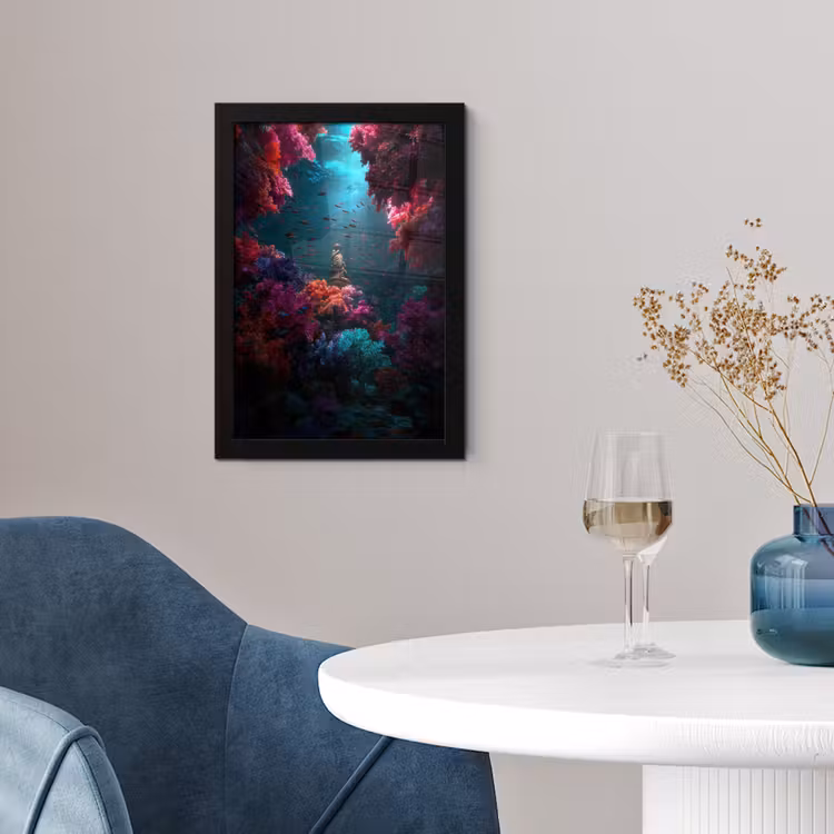 Poster met lijst - Standbeeld - Zeebodem - Koraal - Kleurrijk — 2