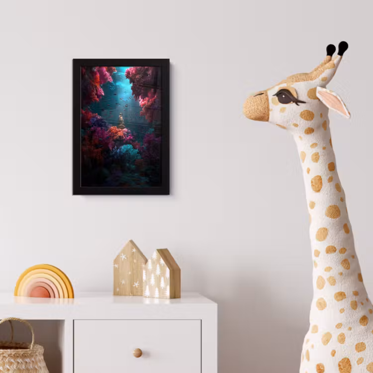 Poster met lijst - Standbeeld - Zeebodem - Koraal - Kleurrijk — 5