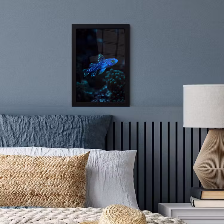 Poster met lijst - Vis - Stippen - Koraal - Blauw — 4