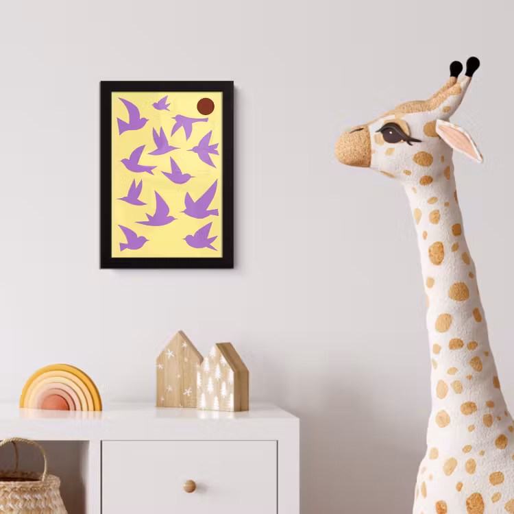 Poster met lijst - Vogels - Cirkel - Geel - Beweging — 5